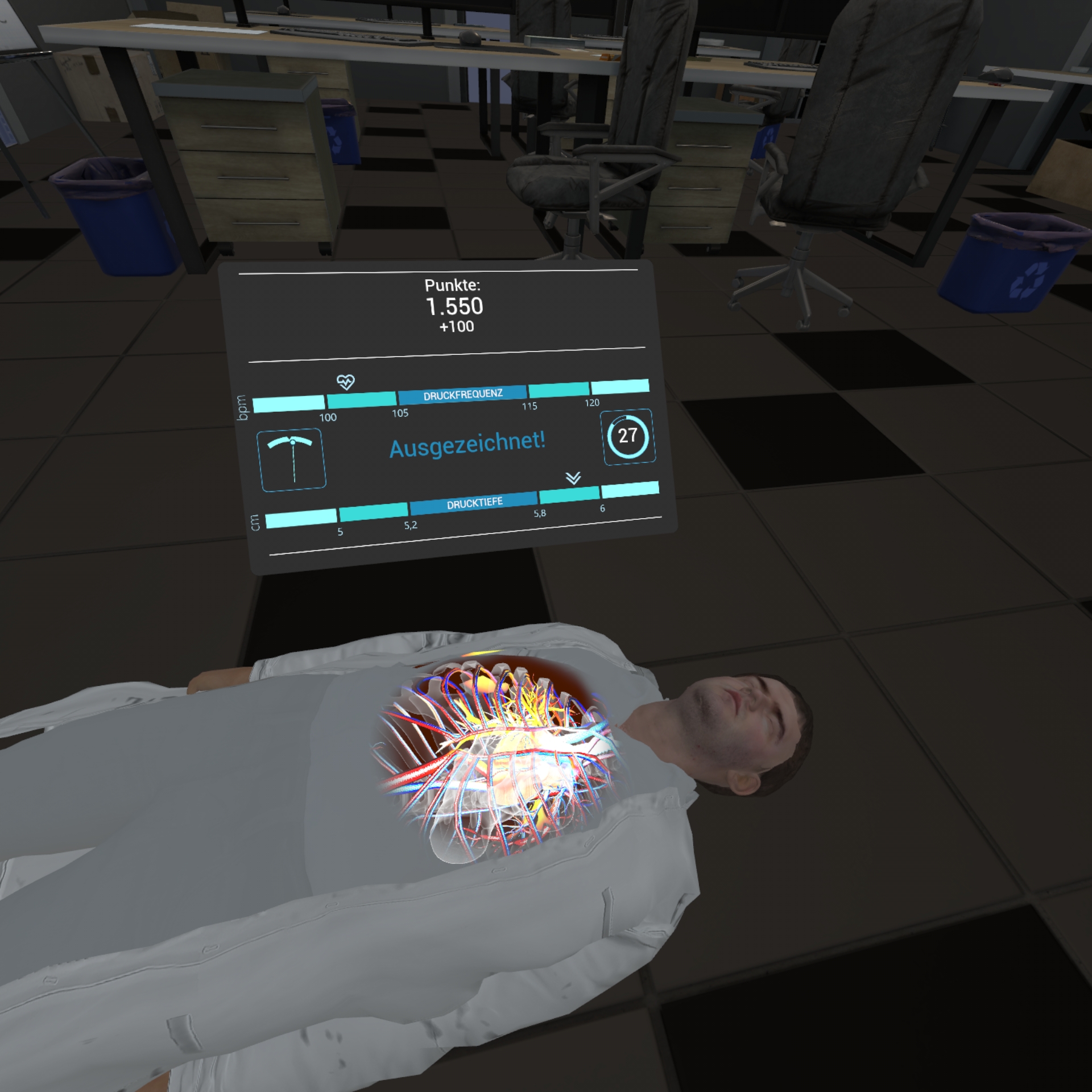 X-Ray Echtzeit-Ansicht: Herzdruckmassage in VR